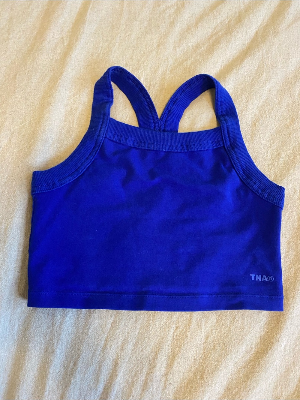 TNA Electric Blue Ribbed Neck crop Top xs